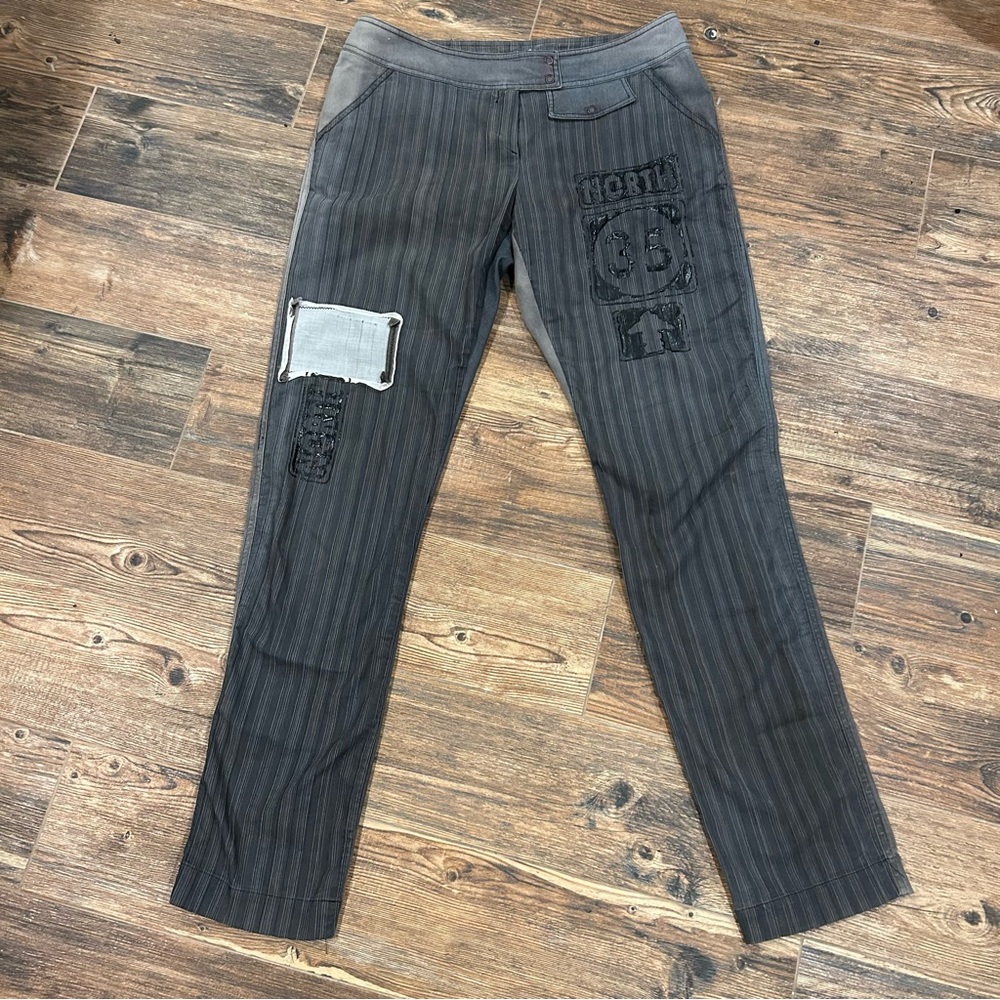 Alysi Italy Gray Pinstripe Patchwork Pants – Size 12 (US)